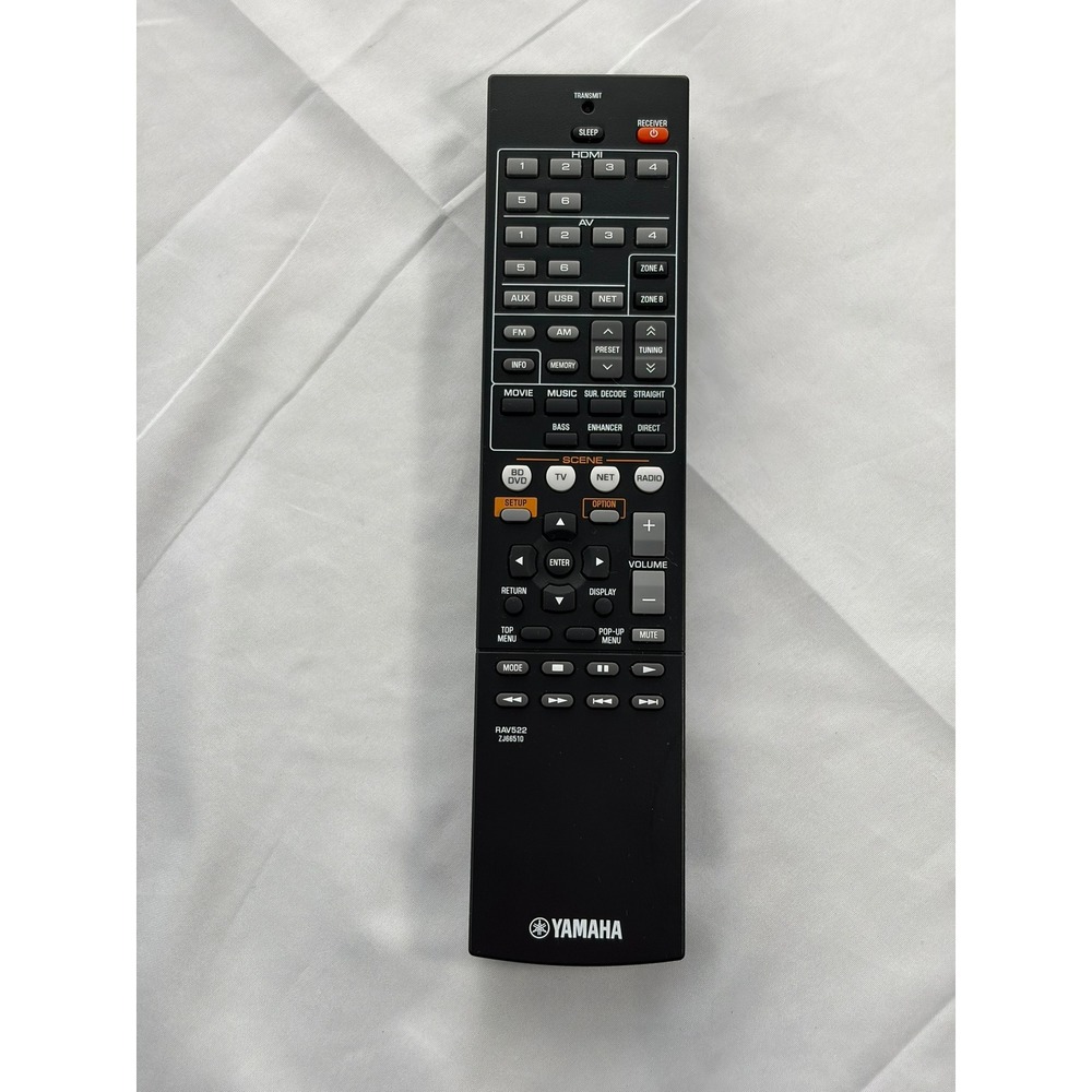 Yamaha RAV522 Remote Control AV Receiver ZJ66510 Black Good OEM Replacement